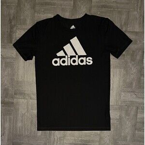 Adidas Tee Shirt Primegreen Black Logo Aeroready Boys Size M (10/12) Medium